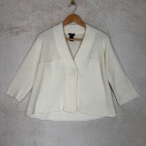 Vtg Rue21 Cream Chunky Knit Babydoll Cardigan Oversized Single Button Sweater Sm
